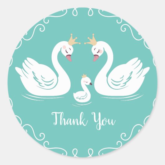 Swan Baby Shower Runder Aufkleber (Vorderseite)