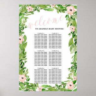 Swan Baby Shower Seating Chart   Pink Poster