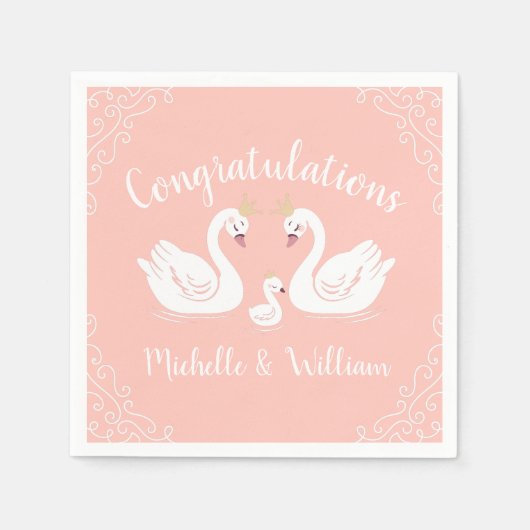 Swan Baby Shower Serviette (Vorderseite)