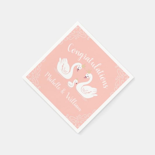 Swan Baby Shower Serviette (Ecke)