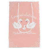 Swan Baby Shower Vintag Mittlere Geschenktüte (Rückseite)
