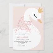 Swan Babydusche gürtelrosa Aqua niedlich elegant Einladung (Vorderseite)