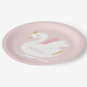 Swan Babydusche gürtelrosa Aqua niedlich elegant Pappteller (Schrägansicht)