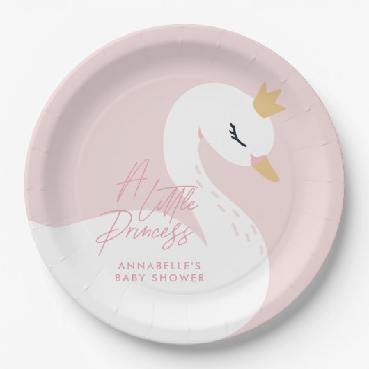 Swan Babydusche gürtelrosa Aqua niedlich elegant Pappteller (Vorderseite)