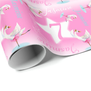 Swan ballerina Aquarellfarbe Rosa Ballett 7. Gebur Geschenkpapier