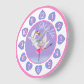 Swan ballerina auf See Aquarell lila Große Wanduhr (Winkel)