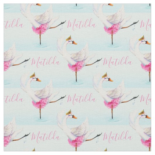 Swan Ballet Dancer individuelle Name Aqua Muster S Stoff (Nahaufnahme)