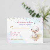 Swan Ballet Girl Baby Shooting Card RSVP Karte (Stehend Vorderseite)