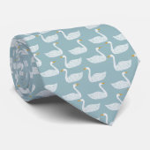 Swan Bird Pattern Light Teal Green Krawatte (Gerollt)