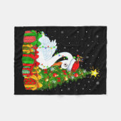 Swan Bird Xmas Holiday Santa Swan Christmas Tree Fleecedecke (Vorderseite (Horizontal))