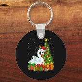 Swan Bird Xmas Holiday Santa Swan Christmas Tree  Schlüsselanhänger (Vorderseite)