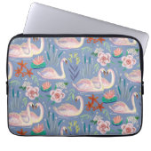 Swan Birds Floral Botanical Blue Pattern Laptopschutzhülle (Vorderseite)
