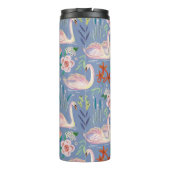 Swan Birds Floral Botanical Blue Pattername Thermosbecher (Rückseite)