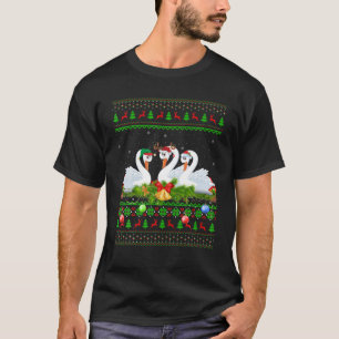 Swan Birds Lover Xmas Lighting Santa Ugly Swan Chr T-Shirt