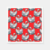 Swan Birds Muster Design auf Rot Serviette (Vorderseite)