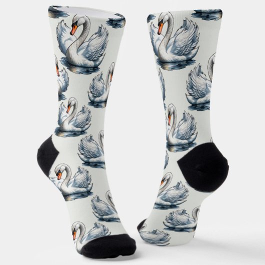 Swan Birds Muster Design auf Weiß Socken