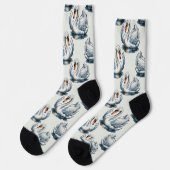 Swan Birds Muster Design auf Weiß Socken (Linkes Detail)