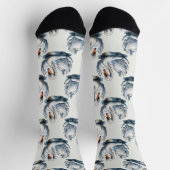 Swan Birds Muster Design auf Weiß Socken (Oben)