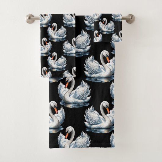 Swan Birds Muster Design Badhandtuch Set (Insitu)