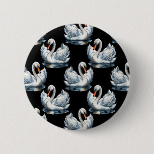 Swan Birds Muster Design Button