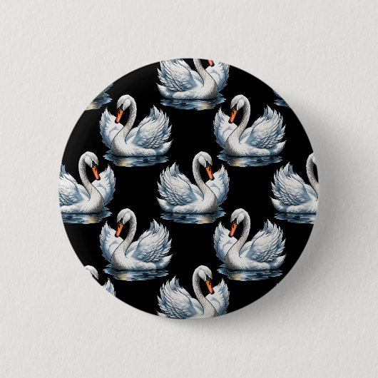Swan Birds Muster Design Button (Vorderseite)