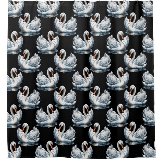 Swan Birds Muster Design Duschvorhang (Vorderseite)