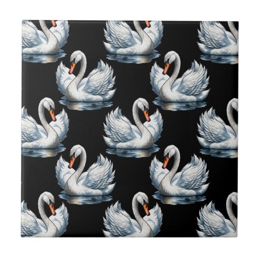 Swan Birds Muster Design Fliese (Vorderseite)