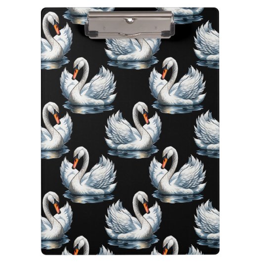 Swan Birds Muster Design Klemmbrett (Vorderseite)