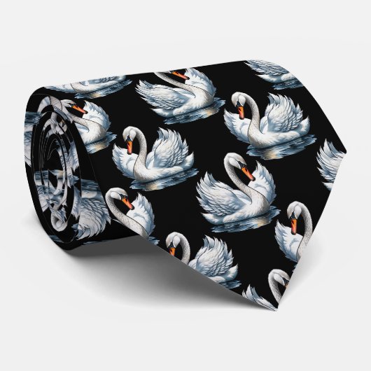 Swan Birds Muster Design Krawatte (Gerollt)