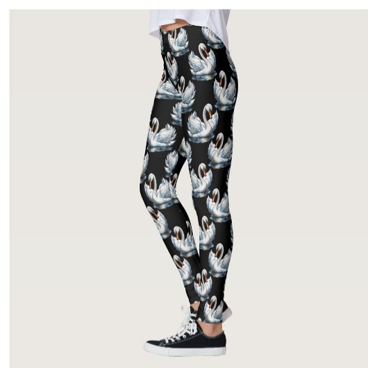 Swan Birds Muster Design Leggings