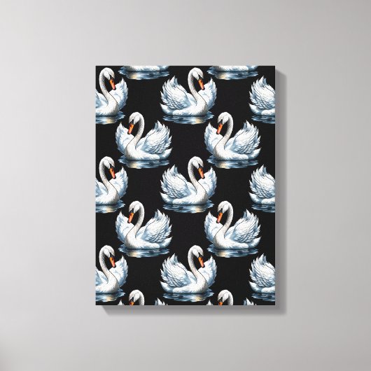 Swan Birds Muster Design Leinwanddruck (Vorderseite)