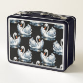 Swan Birds Muster Design Metall Brotdose (Rückseite)