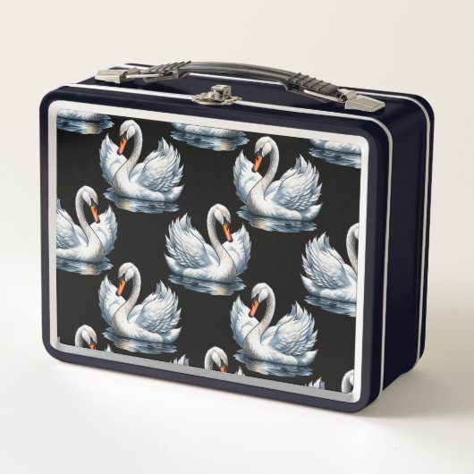 Swan Birds Muster Design Metall Brotdose (Vorderseite)