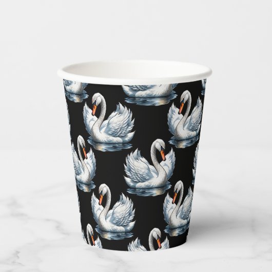 Swan Birds Muster Design Pappbecher (Vorderseite)