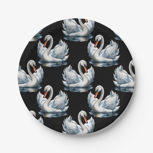 Swan Birds Muster Design Pappteller (Vorderseite)