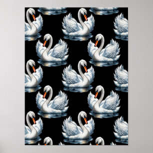 Swan Birds Muster Design Poster