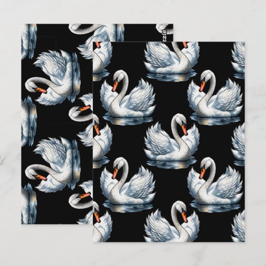 Swan Birds Muster Design Postkarte (Vorne/Hinten)