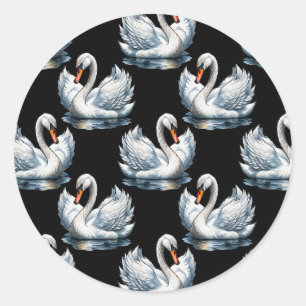 Swan Birds Muster Design Runder Aufkleber