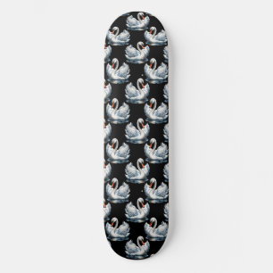 Swan Birds Muster Design Skateboard