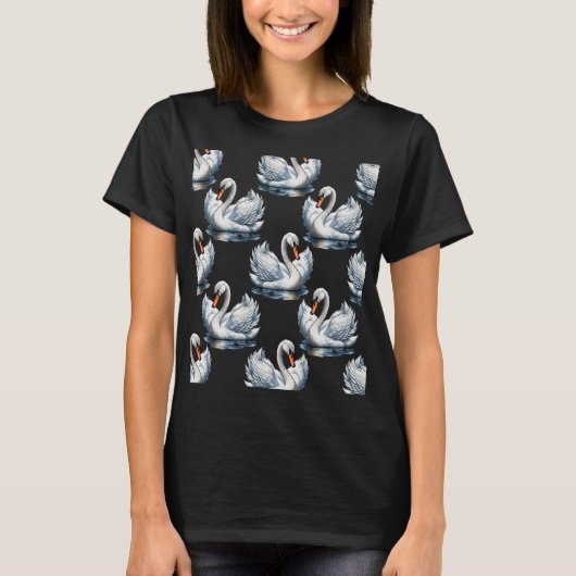 Swan Birds Muster Design T-Shirt (Vorderseite)