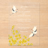 Swan Birds Paradise Spring Florals Wedding Acryleinladungen (Vorderseite)