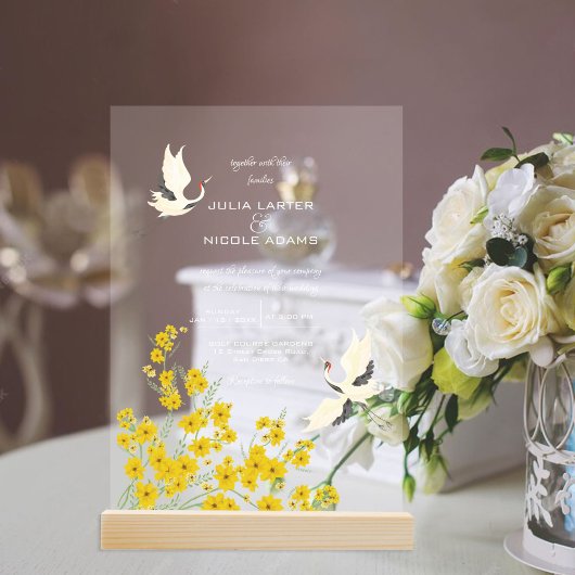 Swan Birds Paradise Spring Florals Wedding Acryleinladungen