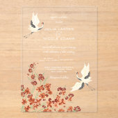 Swan Birds Paradise Spring Florals Wedding Acryleinladungen (Vorderseite)