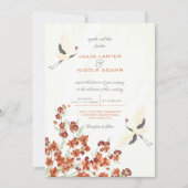 Swan Birds Paradise Spring Florals Wedding Einladung (Vorderseite)