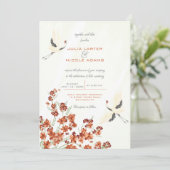 Swan Birds Paradise Spring Florals Wedding Einladung (Stehend Vorderseite)