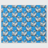 Swan Birds Pattern Design On Blue  Geschenkpapier (Flach)