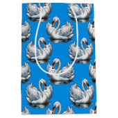 Swan Birds Pattern Design On Blue Mittlere Geschenktüte (Vorderseite)