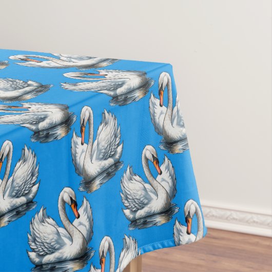 Swan Birds Pattern Design On Blue  Tischdecke (Beispiel)