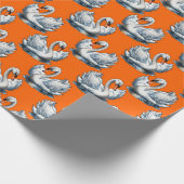 Swan Birds Pattern Design On Orange  Geschenkpapier (Ecke)