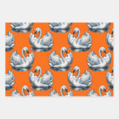 Swan Birds Pattern Design On Orange  Geschenkpapier Set (Vorderseite 3)